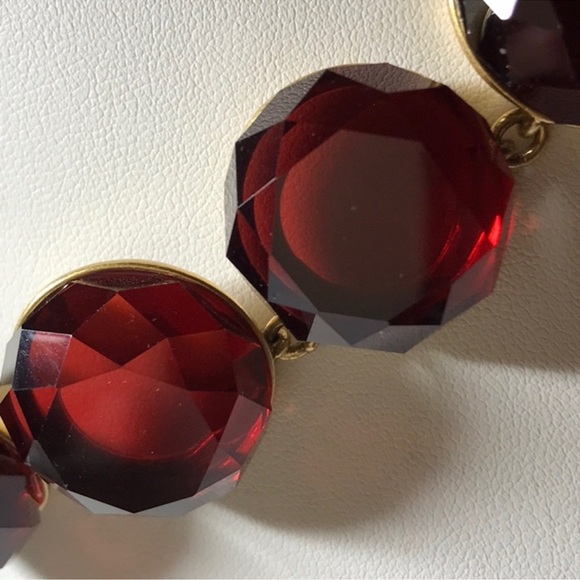 J Crew Deep Red Jewel Necklace - Picture 2 of 5